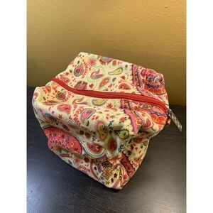 Ore Makeup Bag Multicolored Paisley Floral Boho Canvas Lined 7x9